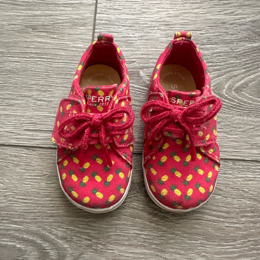 Pink Pineapple Toddler Sperry Shoes.